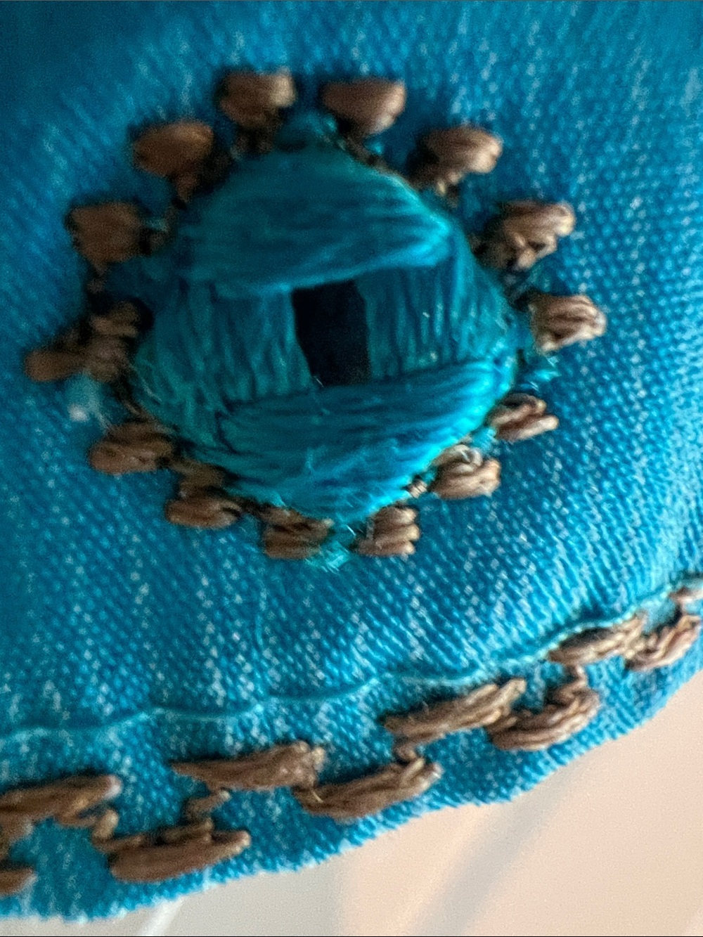 Embroidered Turquoise  Tunic Top with Gold Accents - Picture 9 of 14